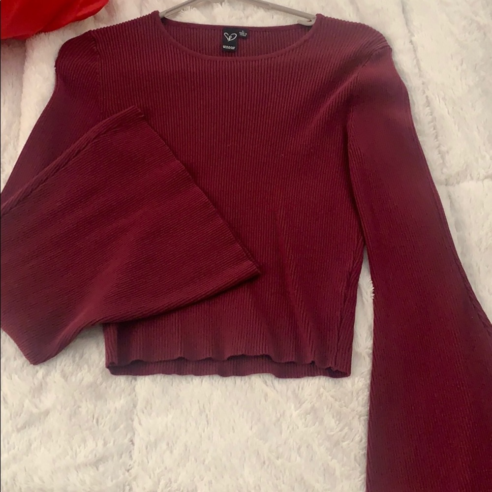 Bell sleeve crop sweater